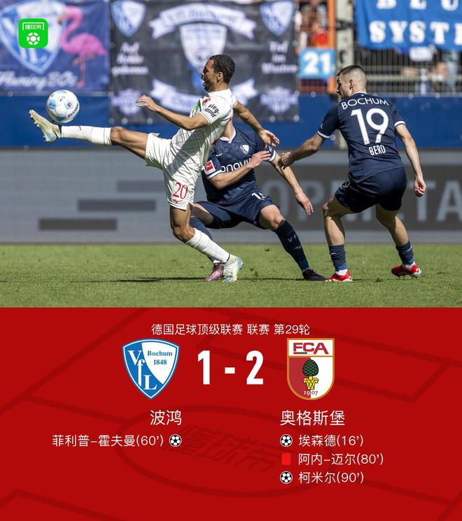 波鴻奧格斯堡1-2，埃森德霍夫曼進球，柯米爾制勝。